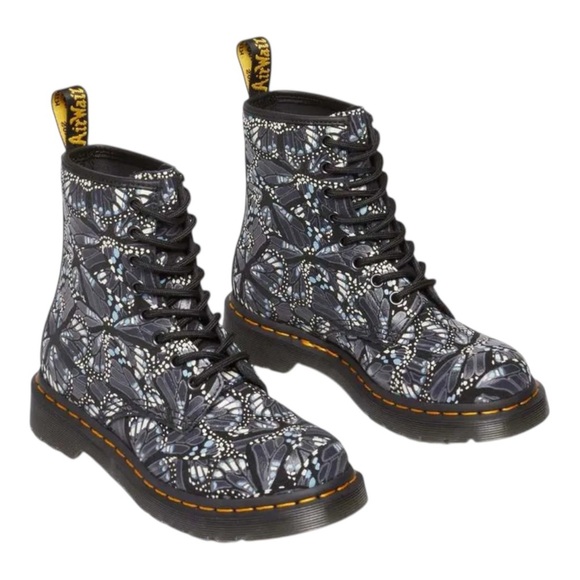 Dr. Martens Black Butterfly Print Women's Boots - Picture 2 of 8